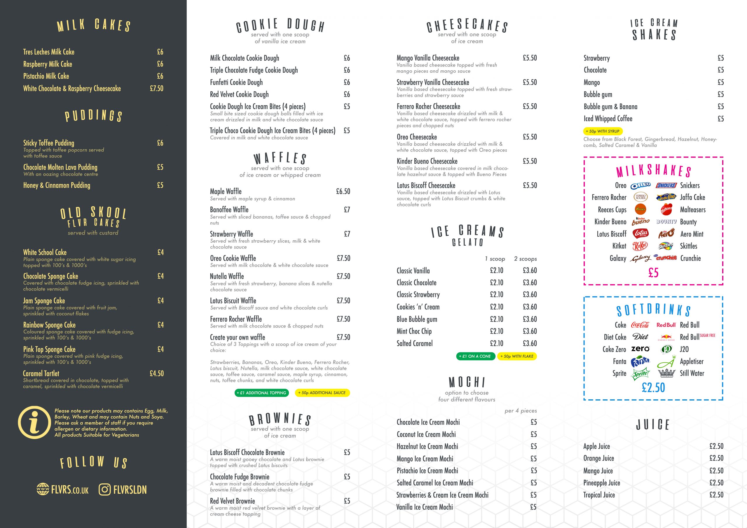 Desserts & Drinks Menu FLVRS